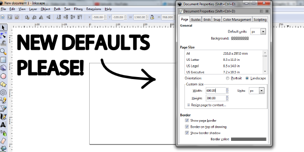 inkscape change defaults
