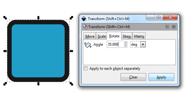 inkscape transform rotate