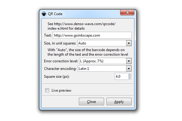 inkscape qr code generator