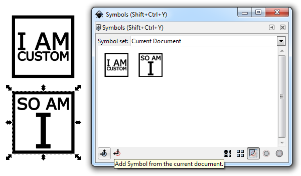inkscape add symbol from document
