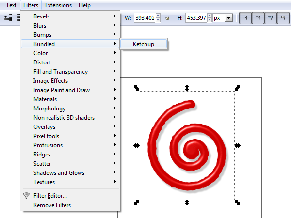 inkscape custom filter bundled