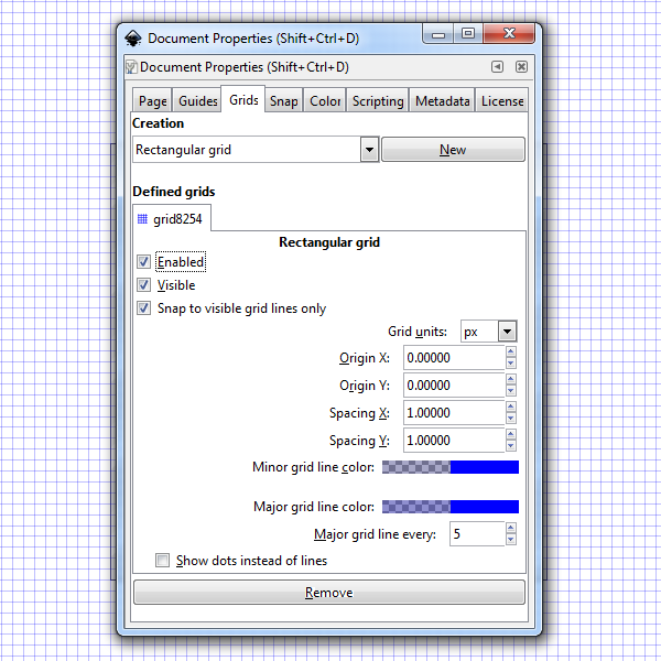 inkscape grid settings