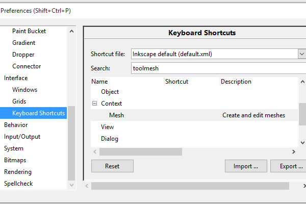 inkscape keyboard shortcuts