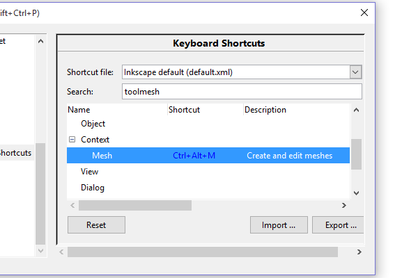 inkscape gradient mesh shortcut