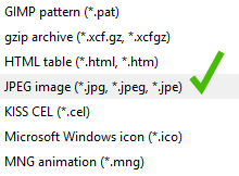 gimp how to save as jpg